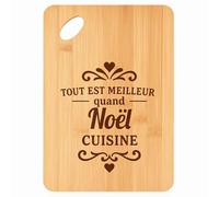 Planche à découper Meilleur quand Noël Cuisine - Plateau Apéro en Bambou Cadeau Gravé pour Homme Cuisine Barbecue