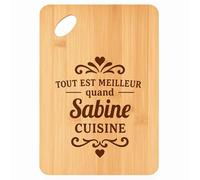 Planche à découper Meilleur quand Sabine Cuisine - Plateau Apéro en Bambou Cadeau Gravé pour Femme Cuisine Barbecue