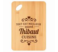 Planche à Découper Meilleur Quand Thibaut Cuisine - Plateau Apéro en Bambou Cadeau Gravé pour Homme Cuisine Barbecue