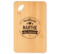 Planche à découper Meilleure Marthe du monde 1 - Plateau Apéro en Bambou Cadeau Original Cuisine Barbecue
