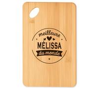 Planche à découper Meilleure Melissa du monde 1 - Plateau Apéro en Bambou Cadeau Original Cuisine Barbecue