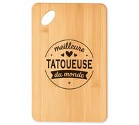 Planche à découper Meilleure Tatoueuse du monde 1 - Plateau Apéro en Bambou Cadeau Original Cuisine Barbecue