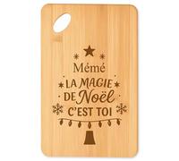 Planche à découper Mémé Magie de noël Sapin - Plateau Apéro en Bambou Cadeau Noël Gravé Collègue Cuisine Barbecue