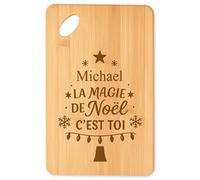Planche à découper Michael Magie de noël Sapin - Plateau Apéro en Bambou Cadeau Noël Gravé Collègue Cuisine Barbecue