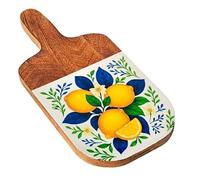 Planche à Découper Motif Citrons - Bois de Manguier & Résine - 30 x 15 cm - Décor Agrumes Jaune Bleu - Collection HappyDko