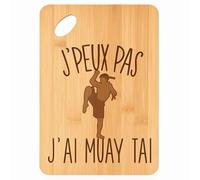 Planche à découper Muay Thai J'peux pas - Plateau Apéro en Bambou Cadeau Gravé pour Homme Femme Cuisine Barbecue