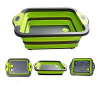 Planche à Découper Multifonction Bassine Pliable Bassine à Vaisselle Pliable Panier Filtrant Portable Bassin Pliable Cuisine Évier Idéal pour Camping Caravanes Activités de Plein Air Cuisine