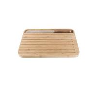 Pebbly - Grande Planche à Pain en Bambou Naturel - 32 x 26 cm - Avec Couteau à Pain Aimanté sur la Planche - Pratique pour Optimiser Rangement, Jaune,rouge