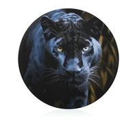 Planche à découper Panther aux yeux bleus, bloc à découper rond en verre trempé unique pour pizza, légumes, fruits, fromage et charcuterie