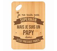Planche à découper Papy Super-Héros - Plateau Apéro en Bambou Cadeau Gravé pour Homme Fête des Grands-Pères Cuisine Barbecue