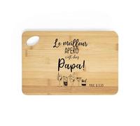 Planche à découper personnalisée en bambou 25x30 cm - Gravure « Le meilleur apéro c’est chez Papa ! » - Cadeau original pour papa - Idée cadeau fête des pères, anniversaire ou Noël