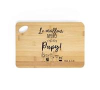 Planche à découper personnalisée en bambou 25x30 cm - Gravure « Le meilleur apéro c’est chez Papy ! » - Cadeau original pour papy - Idée cadeau Noël, anniversaire ou fête des grands-pères -