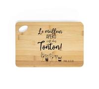Planche à découper personnalisée en bambou 25x30 cm - Gravure « Le meilleur apéro c’est chez Tonton ! » - Cadeau original pour tonton - Idée cadeau Noël, anniversaire ou fête des tontons