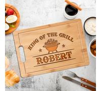 Planche à découper personnalisée King of the Grill - Cadeau personnalisé pour papa, grand-père, mari, homme - Idée pour la fête des pères, un anniversaire, Noël, un anniversaire de mariage