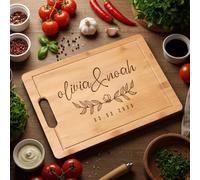 Planche à découper personnalisée - Planche à charcuterie en bambou avec gravure personnalisée - Parfait pour mariage, fête prénuptiale, pendaison de crémaillère ou anniversaire