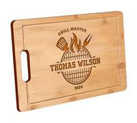Planche à découper personnalisée pour homme - Cadeau de barbecue personnalisé pour la fête des pères, un anniversaire, Noël, un mari, un papa, un grand-père, un maître du barbecue