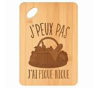Planche à découper Pique-Nique J'peux pas - Plateau Apéro en Bambou Cadeau Gravé pour Homme Femme Cuisine Barbecue