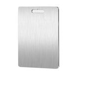 Planche à Découper Planche à découper en acier inoxydable, guide de coupe double face, planche ronde, panneau pétrissage et roulement domestique, trous suspension(39 * 28CM,Thickness2MM)