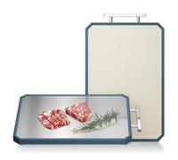 Planche A Decouper,Planche A Decouper En Titane Planche à découper double face en acier inoxydable for la viande, compatible lave-vaisselle, rainure for jus, 41 x 31 cm