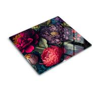 Planche à découper, Planche de cuisine en verre - Belles fleurs 60x52 cm