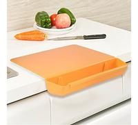Planche à découper pliable créative 2 en 1 avec boîte de rangement, comptoir latéral multifonction et planche à découper en plastique épais sans BPA compatible avec la plupart des tables(Jaune)