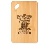 Planche à Découper Pompier Volontaire Formidable | Plateau Apéro Bambou Gravé 30 × 20 cm | Cuisine Barbecue Apéritif | Idée Cadeau Sapeuse-Pompière Crémaillère Noël