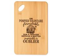 Planche à Découper Pompier Volontaire Formidable | Plateau Apéro Bambou Gravé 30 × 20 cm | Cuisine Barbecue Apéritif | Idée Cadeau Sapeur-Pompier Crémaillère Noël