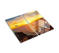 Planche à Découper pour la Cuisine 2x30x52 cm Bords Polis Résistant à la Chaleur Symétrique Pieds Antidérapants Modernité Avec Impression Décoration Contact Alimentaire - Coucher de soleil sur la mer