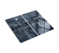 Planche à Découper pour la Cuisine 2x30x52 cm Contact Alimentaire Modernité Bords Polis Avec Impression Décoration Pieds Antidérapants Résistant à la Chaleur Symétrique - New York la nuit