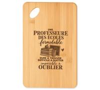 Planche à Découper Professeure des Écoles Formidable | Plateau Apéro Bambou Gravé 30 × 20 cm | Cuisine Barbecue Apéritif | Idée Cadeau Maîtresse D'École Crémaillère Noël