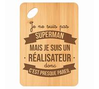 Planche à découper Réalisateur Super-Héros - Plateau Apéro en Bambou Cadeau Gravé Collègue Homme Métier Cuisine Barbecue