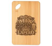 Planche à Découper Reine du mix et de l'apéro | Plateau Apéro Bambou Gravé 30 × 20 cm | Cuisine Barbecue Apéritif | Idée Cadeau DJ Crémaillère Noël