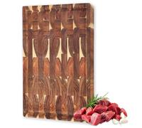 Planche à découper réversible en bois d'acacia avec jus, planche à charcuterie, fromage, fruits, 40,6 x 30,5 x 0,3 cm