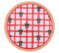 Planche à découper ronde 20 cm en céramique et bambou, Noël avec nœuds
