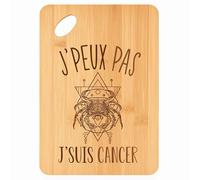 Planche à découper Signe Cancer Astrologie J'peux pas - Plateau Apéro en Bambou Cadeau Gravé pour Homme Femme Cuisine Barbecue