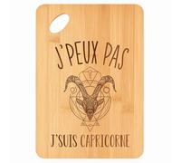 Planche à découper Signe Capricorne Astrologie J'peux pas - Plateau Apéro en Bambou Cadeau Gravé pour Homme Femme Cuisine Barbecue
