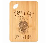 Planche à découper Signe Lion Astrologie J'peux pas - Plateau Apéro en Bambou Cadeau Gravé pour Homme Femme Cuisine Barbecue