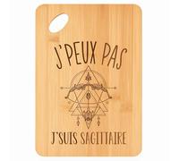 Planche à découper Signe Sagittaire Astrologie J'peux pas - Plateau Apéro en Bambou Cadeau Gravé pour Homme Femme Cuisine Barbecue