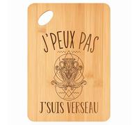Planche à découper Signe Verseau Astrologie J'peux pas - Plateau Apéro en Bambou Cadeau Gravé pour Homme Femme Cuisine Barbecue