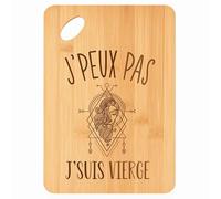 Planche à découper Signe Vierge Astrologie J'peux pas - Plateau Apéro en Bambou Cadeau Gravé pour Homme Femme Cuisine Barbecue