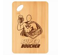 Planche à découper Super Boucher - Plateau Apéro en Bambou Cadeau Gravé Collègue Homme Métier Cuisine Barbecue