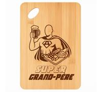 Planche à découper Super Grand-Père - Plateau Apéro en Bambou Cadeau Gravé pour Homme Fête des Grands-Pères Cuisine Barbecue