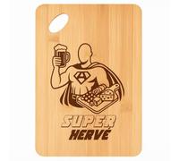 Planche à découper Super Hervé - Plateau Apéro en Bambou Cadeau Gravé pour Homme Cuisine Barbecue