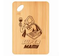 Planche à découper Super Mamy - Plateau Apéro en Bambou Cadeau Gravé pour Femme Fête des Grands-Mères Cuisine Barbecue