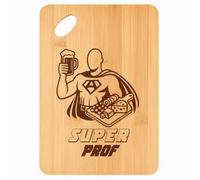Planche à découper Super Prof - Plateau Apéro en Bambou Cadeau Gravé Collègue Homme Remerciement Fin d'années Cuisine Barbecue