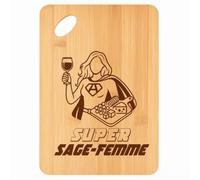 Planche à découper Super Sage-Femme - Plateau Apéro en Bambou Cadeau Gravé Collègue Femme Métier Cuisine Barbecue