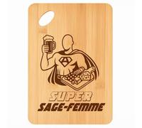 Planche à découper Super Sage-femme - Plateau Apéro en Bambou Cadeau Gravé Collègue Homme Métier Cuisine Barbecue