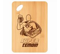 Planche à découper Super Témoin - Plateau Apéro en Bambou Cadeau Gravé pour Homme EVG ou Annonce Mariage Cuisine Barbecue