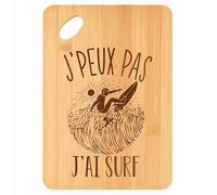 Planche à découper Surf J'peux pas - Plateau Apéro en Bambou Cadeau Gravé pour Homme Femme Cuisine Barbecue