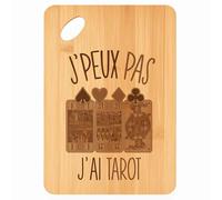 Planche à découper Tarot J'peux pas - Plateau Apéro en Bambou Cadeau Gravé pour Homme Femme Cuisine Barbecue